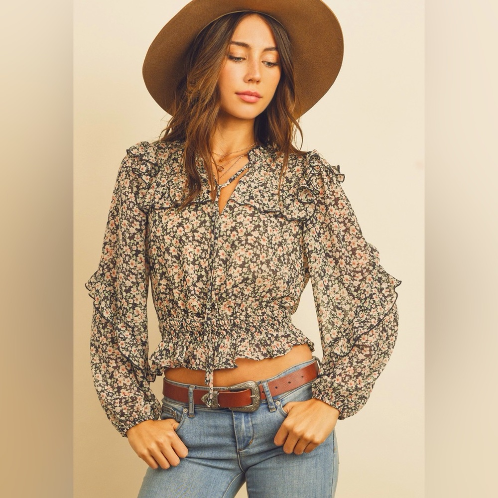 Floral Print‎ Boho Blouse